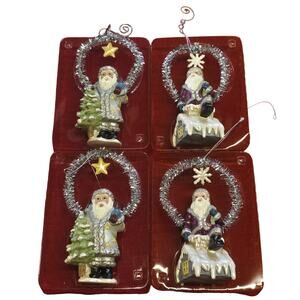 Vintage Style Holiday Ornaments Santa Old Saint Nick Christmas Decorations 4 Set